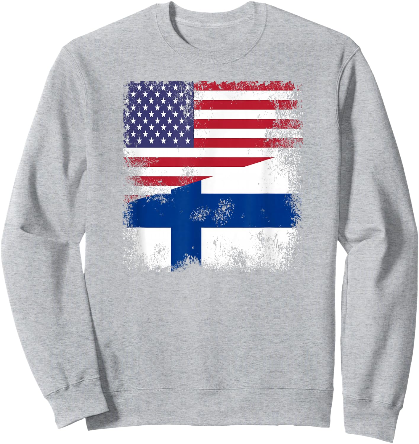 Half Finnish Flag | Vintage Finland USA Gift Sweatshirt - Sweatshirt | Ash