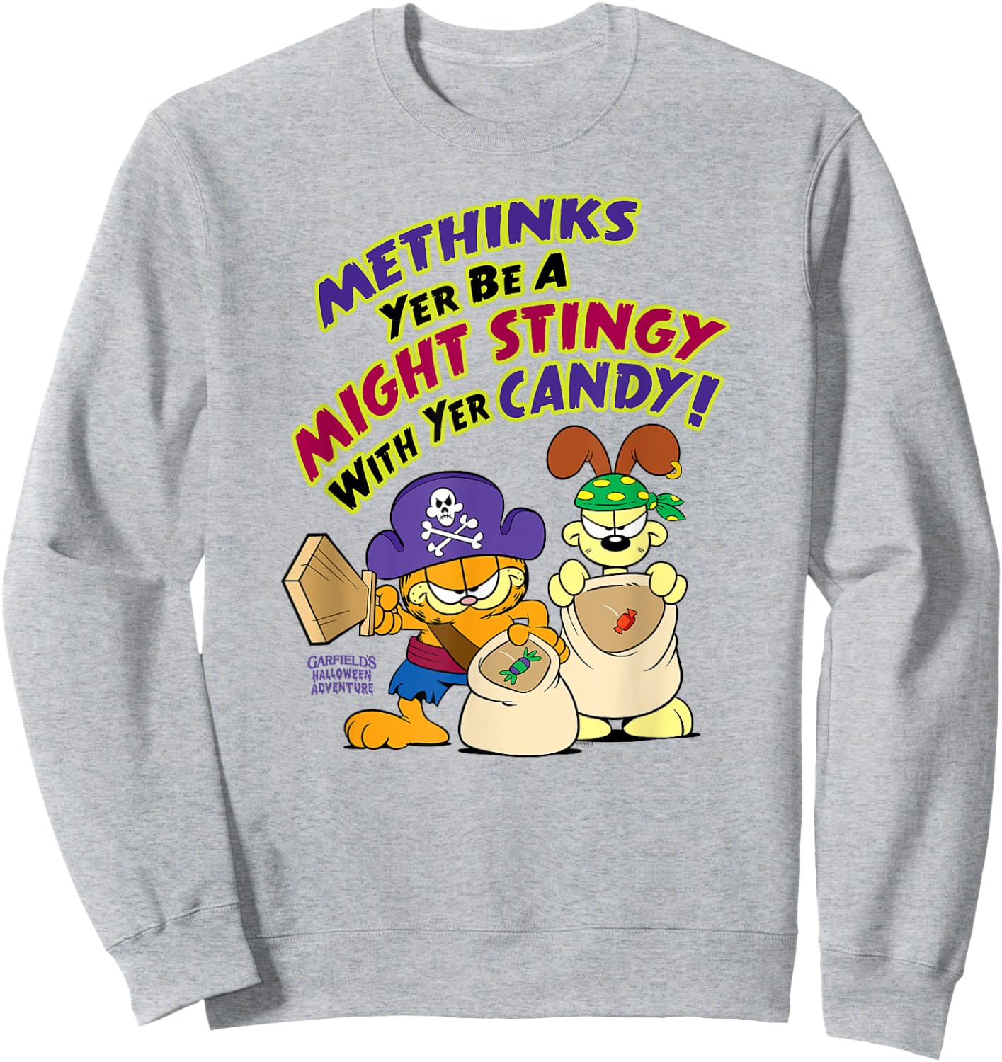 Garfield Might Stingy with Yer Candy Halloween Cartoon Cat Sweatshirt - Sweatshirt | Ash