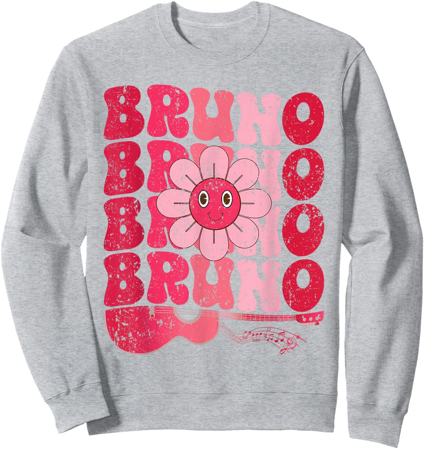 Vintage Bruno Personalized Name I Love Bruno Groovy Sweatshirt - Sweatshirt | Ash
