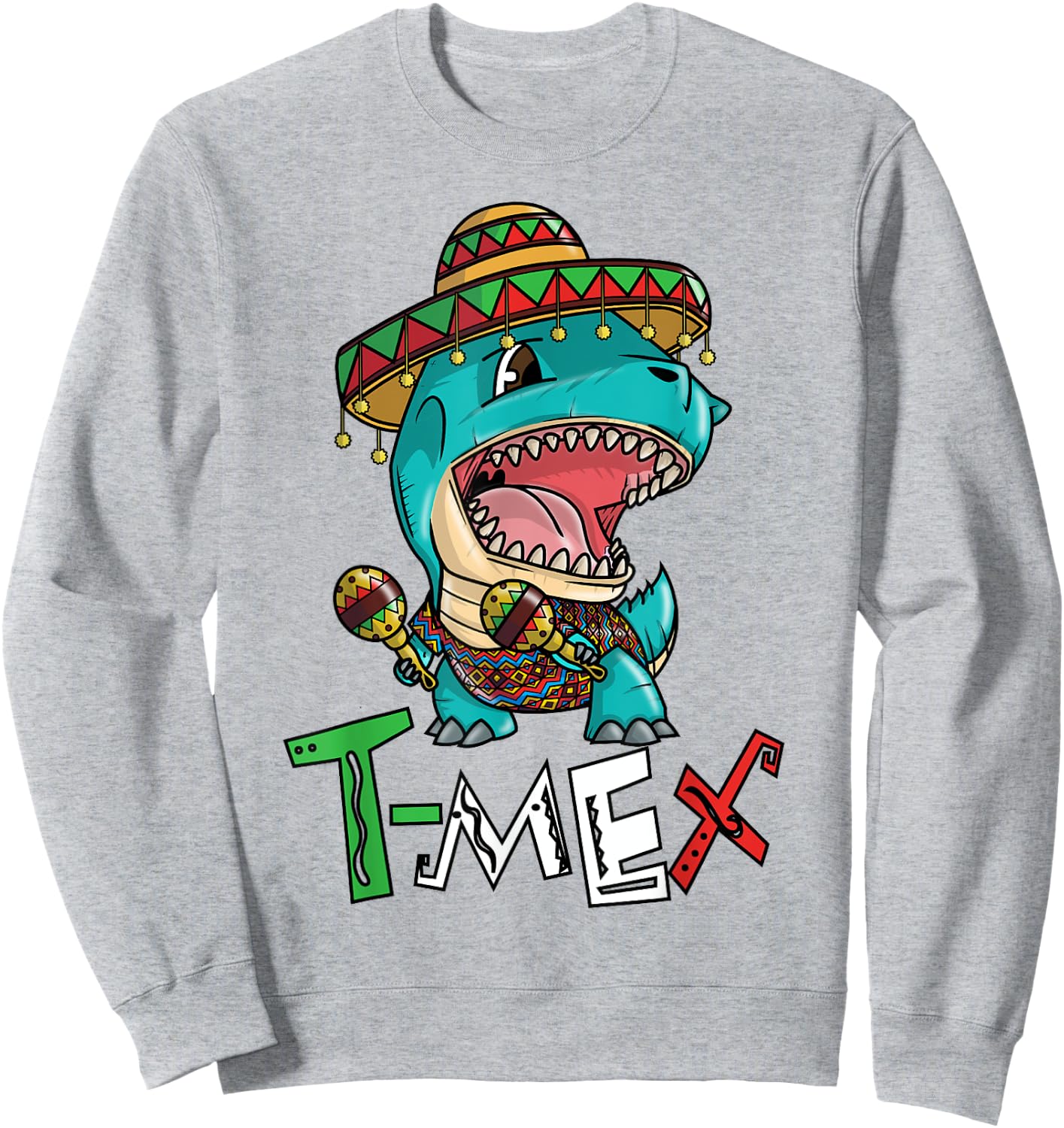 Cinco De Mayo Dinosaur Shirt Mexican Shirts for Boys Funny Sweatshirt - Sweatshirt | Ash