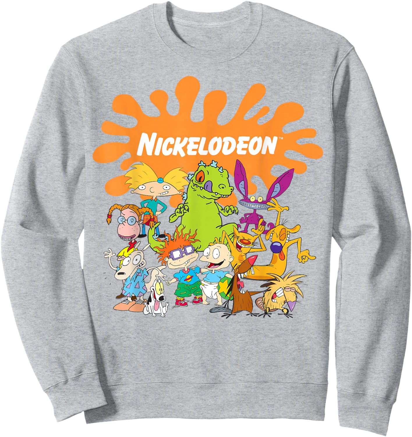 Nickelodeon Logo Characters Group Shot Sweatshirt - Sweatshirt | Ash