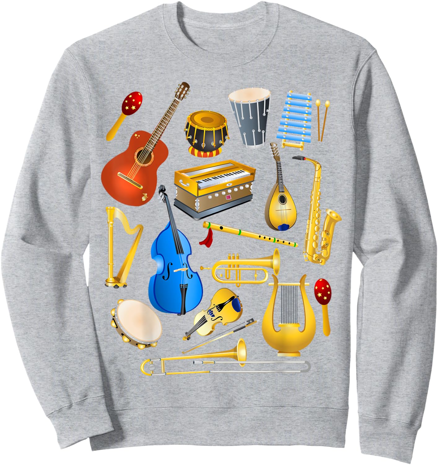 Cute Little Boys Musical Instruments Fans Shirt Funny Gift Sweatshirt - Sweatshirt | Ash