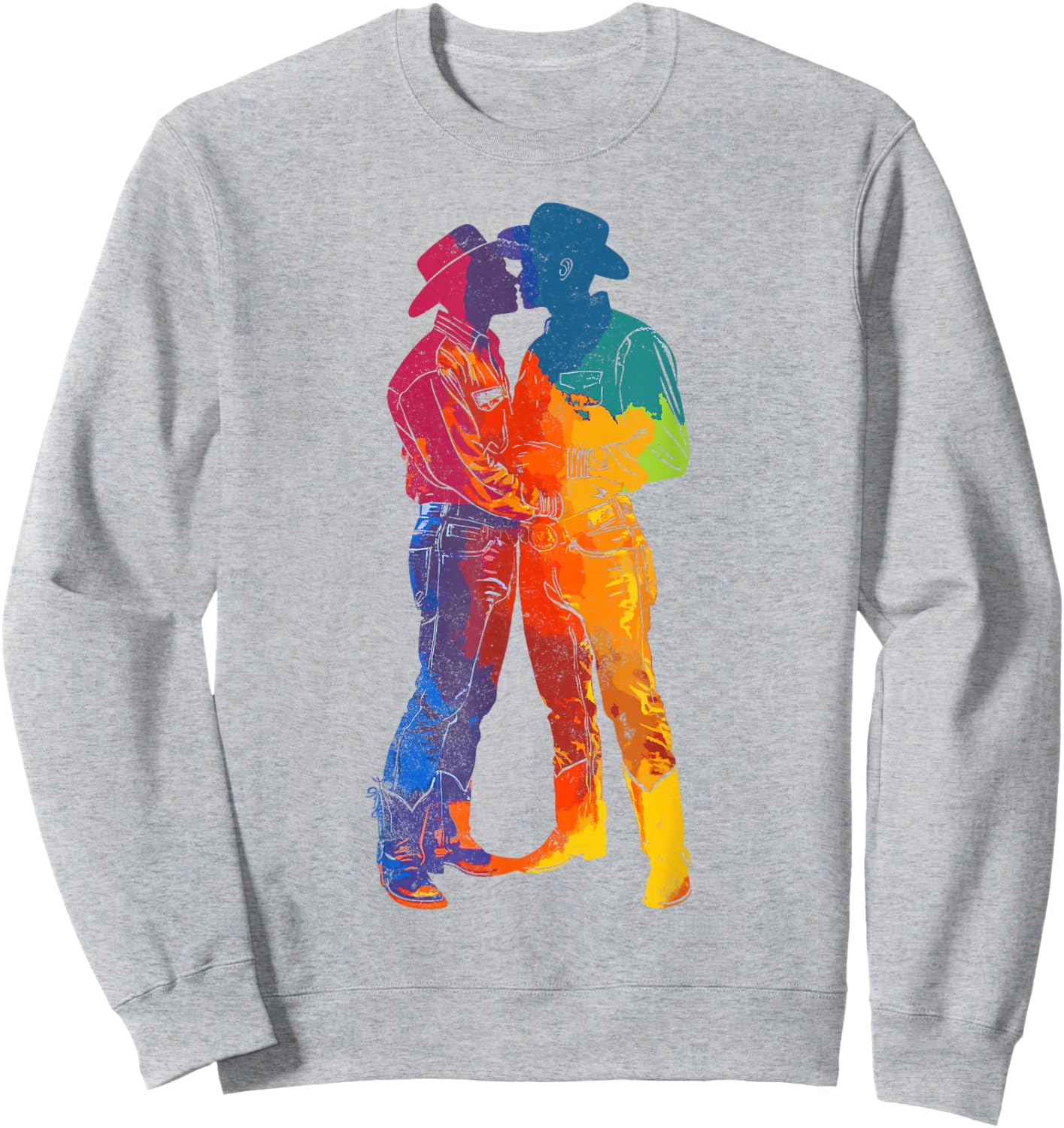 Gay Kissing Cowboys Rainbow Pride Sweatshirt - Sweatshirt | Ash