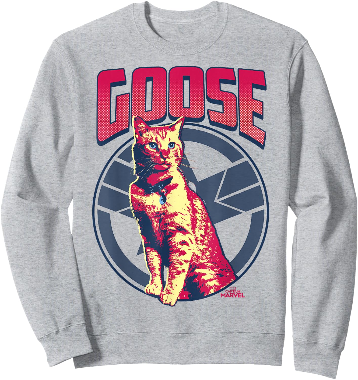 Captain Marvel Goose Tonal Portrait Symbol Graphic Sweatshirt - Sweatshirt | Ash
