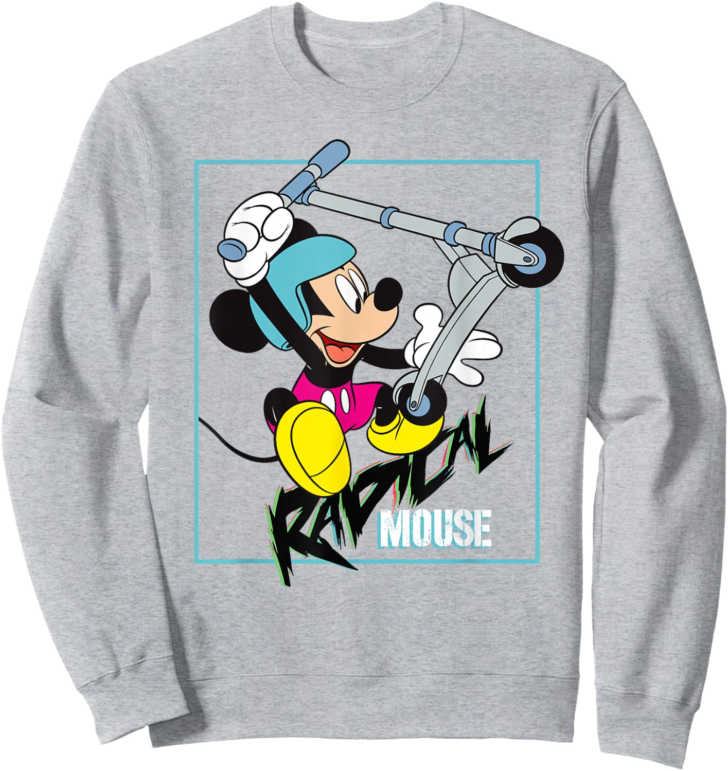 Disney Mickey Radical Mouse 90s Retro Scooter Sweatshirt - Sweatshirt | Ash