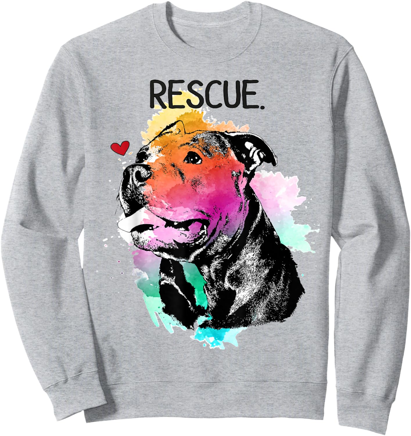 Pitbull Rescue Dog Adopt Don't Shop Watercolor Pittie Mom Sweatshirt - Sweatshirt | Ash