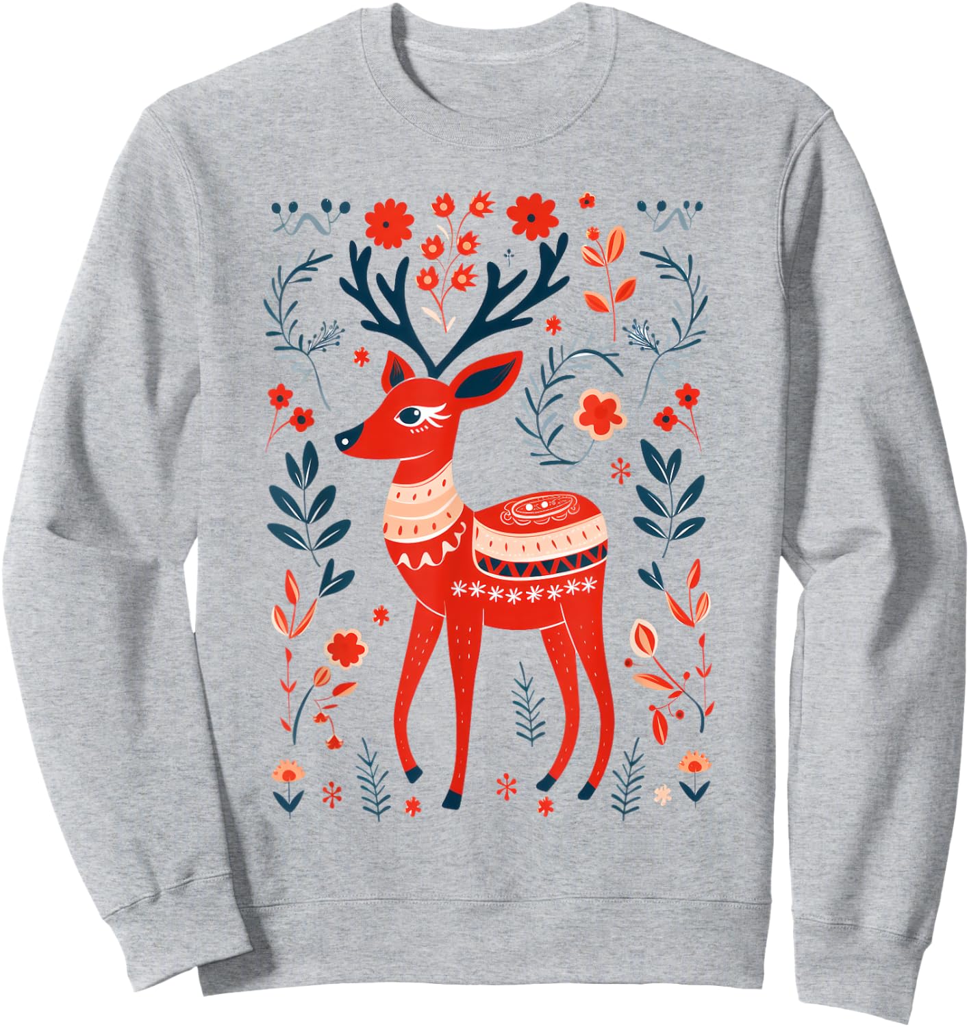 Boho Scandinavian Deer Matching Family Christmas Sweatshirt - Sweatshirt | Ash