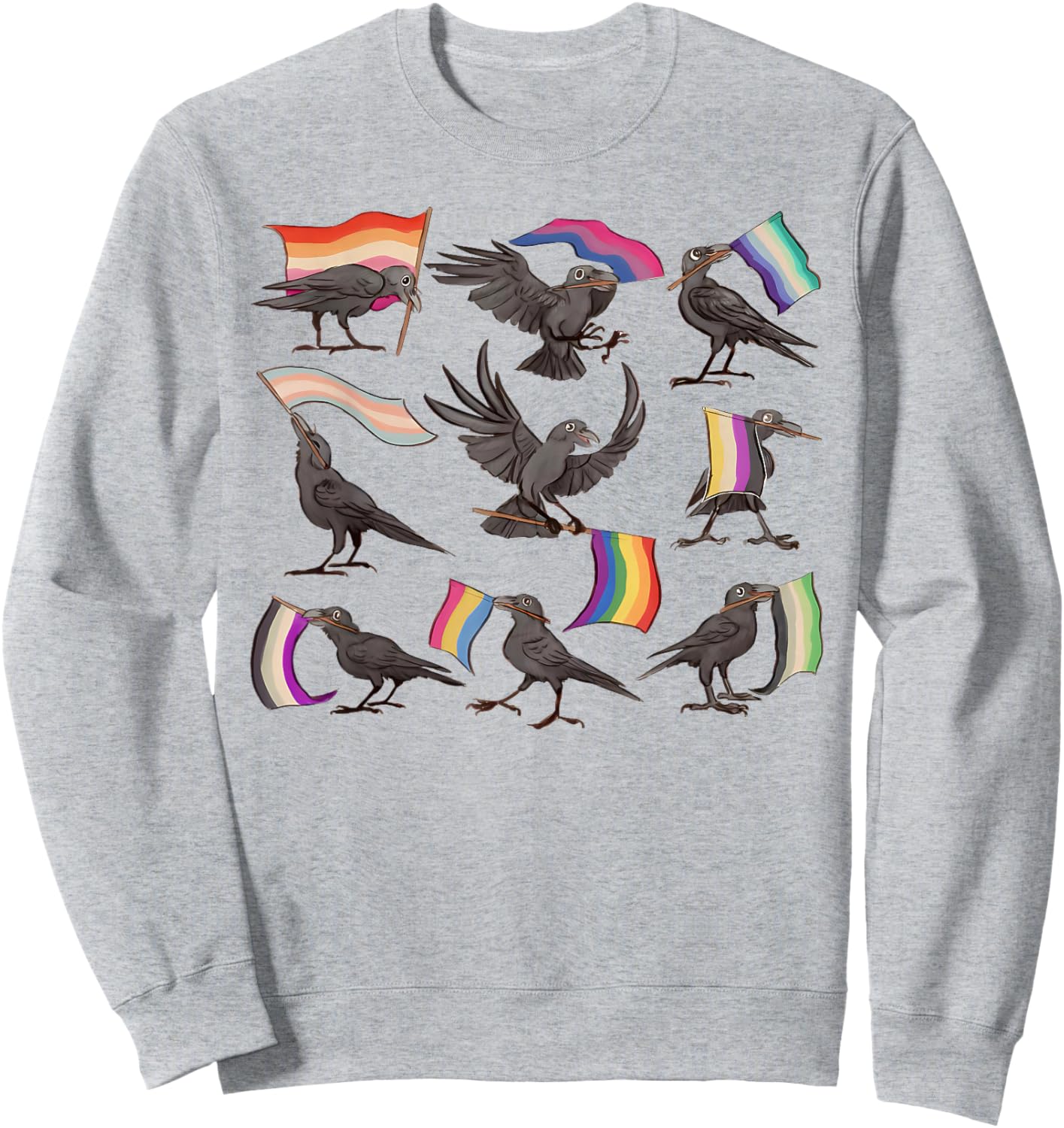 Funny Crow LGBT Gay Lesbian Bisexual Transgender Pride Raven Sweatshirt - Sweatshirt | Ash