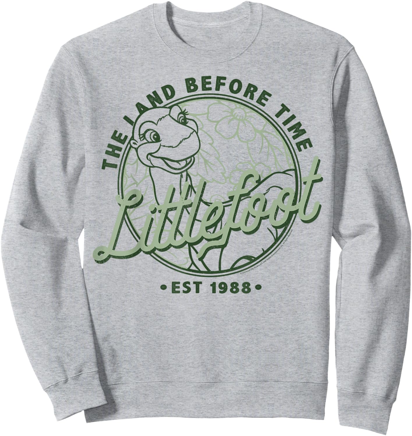 Land Before Time Littlefoot Floral Logo Sweatshirt - Sweatshirt | Ash