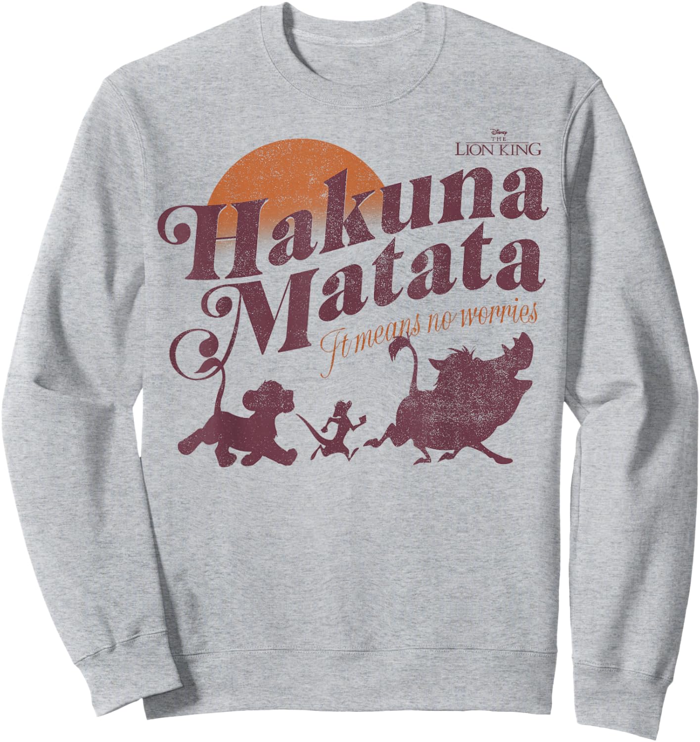 Disney The Lion King Hakuna Matata Sunset Silhouette Sweatshirt - Sweatshirt | Ash
