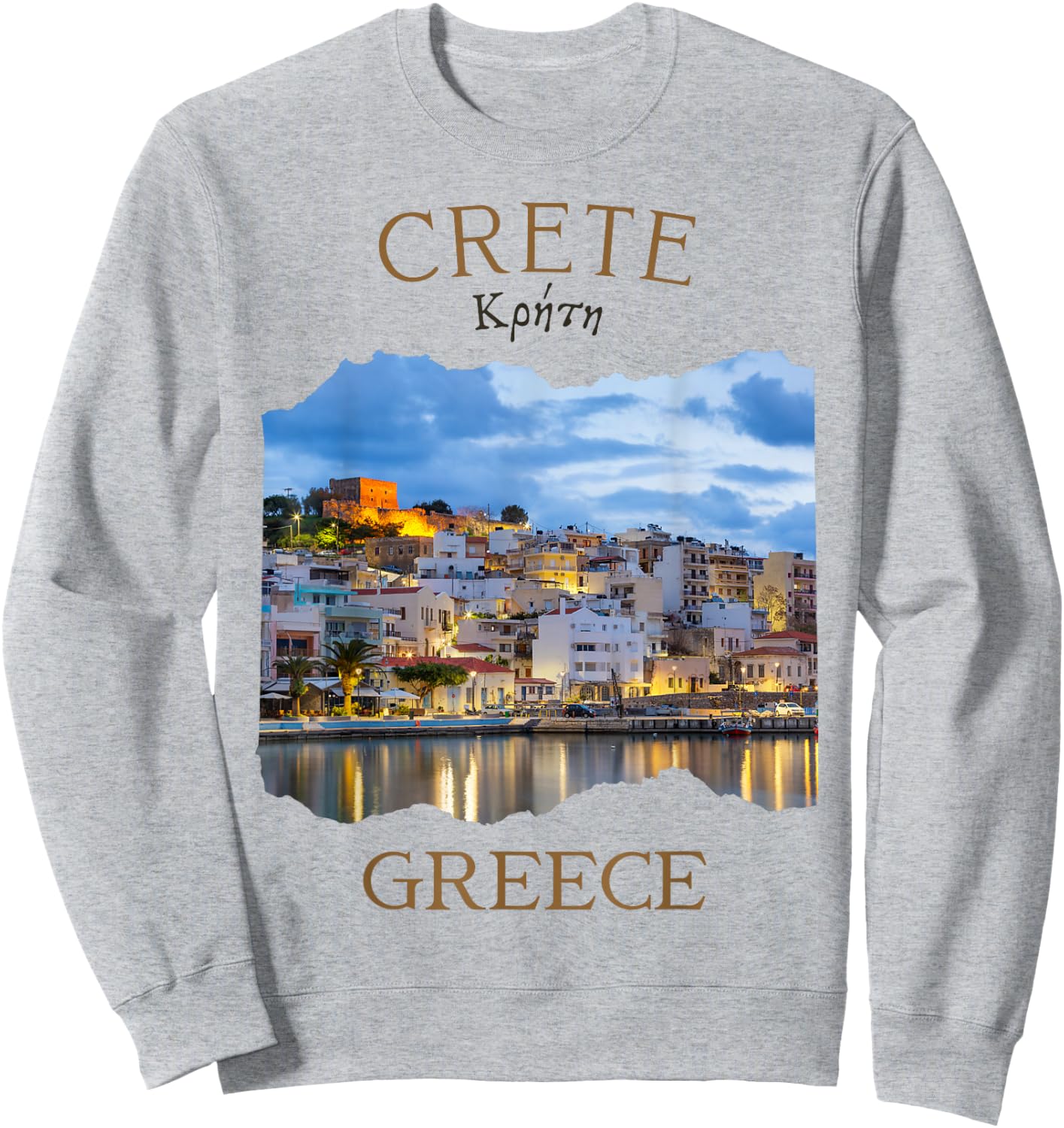 Greek Island Crete Greece featuring Rethimno Town Harbour Sweatshirt - Sweatshirt | Ash