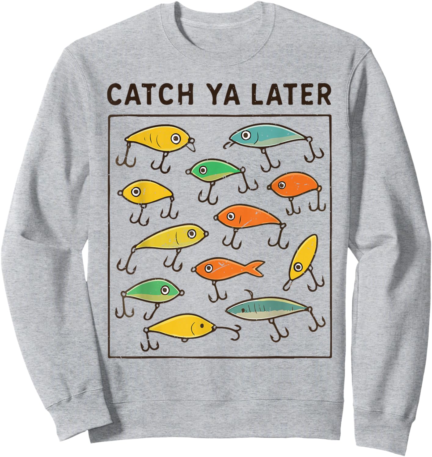 Boys Catch Ya Later Fishing Lure Funny Fisherman Youth Kids Sweatshirt - Sweatshirt | Ash