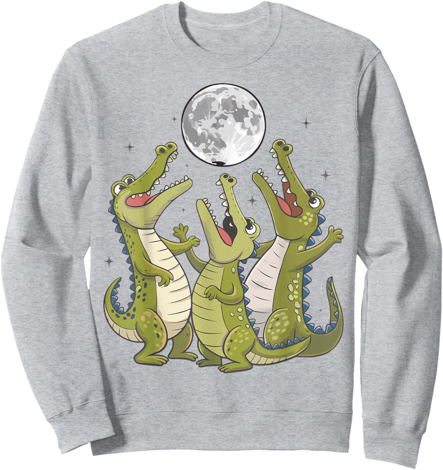 Funny Alligator Howling At Moon Toddler Men Women Vintage Sweatshirt - Sweatshirt | Ash
