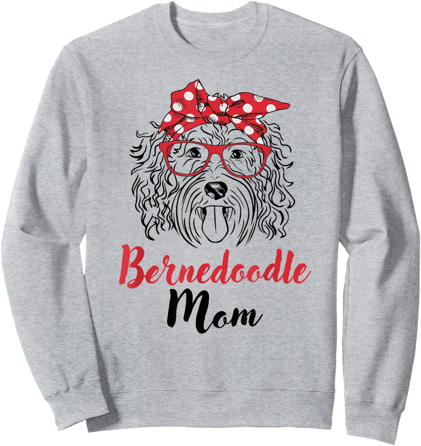 Cute Girls Red Bandana Bernedoodle Mom Dog Lover Sweatshirt - Sweatshirt | Ash