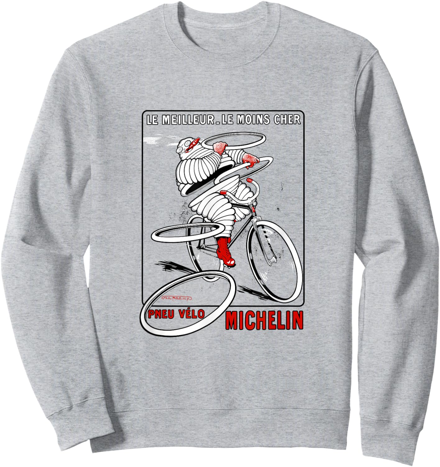 Vintage French Cycling Tire Ad | Bicycle Cyclist Art Shirt Sweatshirt - Sweatshirt | Ash