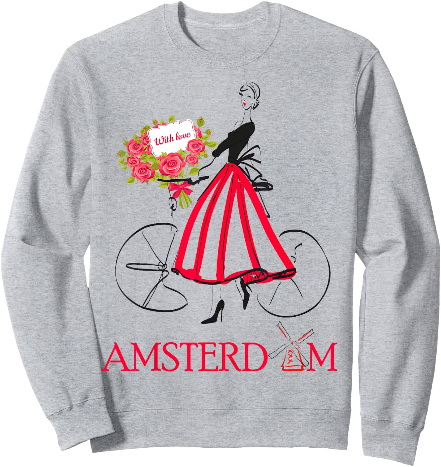 Amsterdam Woman - Amsterdam Bicycle - 5 colors Sweatshirt - Sweatshirt | Ash