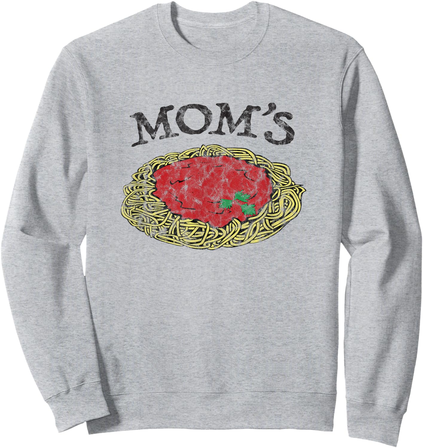Mom's Spaghetti Funny Italian Graphic Print Sweatshirt - Sweatshirt | Ash