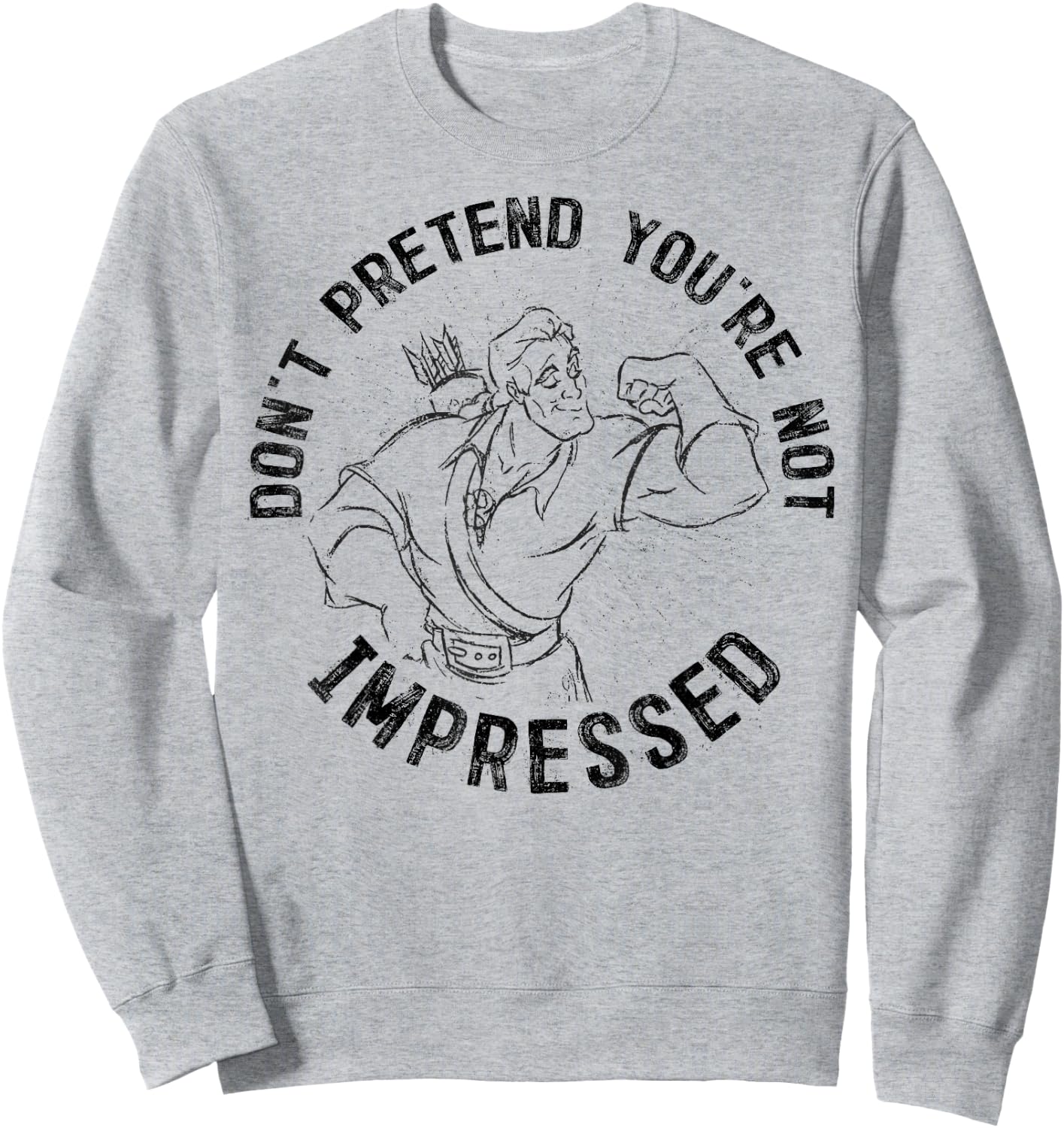 Disney Beauty And The Beast Gaston Muscles Graphic Sweatshirt - Sweatshirt | Ash