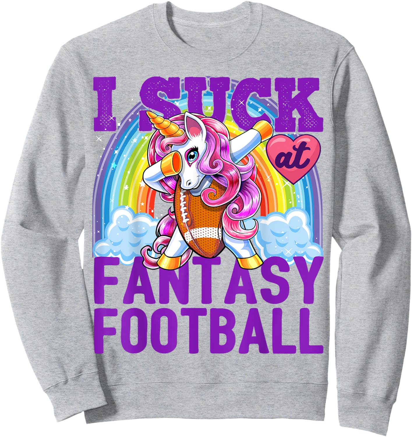 I Suck at Fantasy Football Dabbing Unicorn Loser Shirt Men Sweatshirt - Sweatshirt | Ash