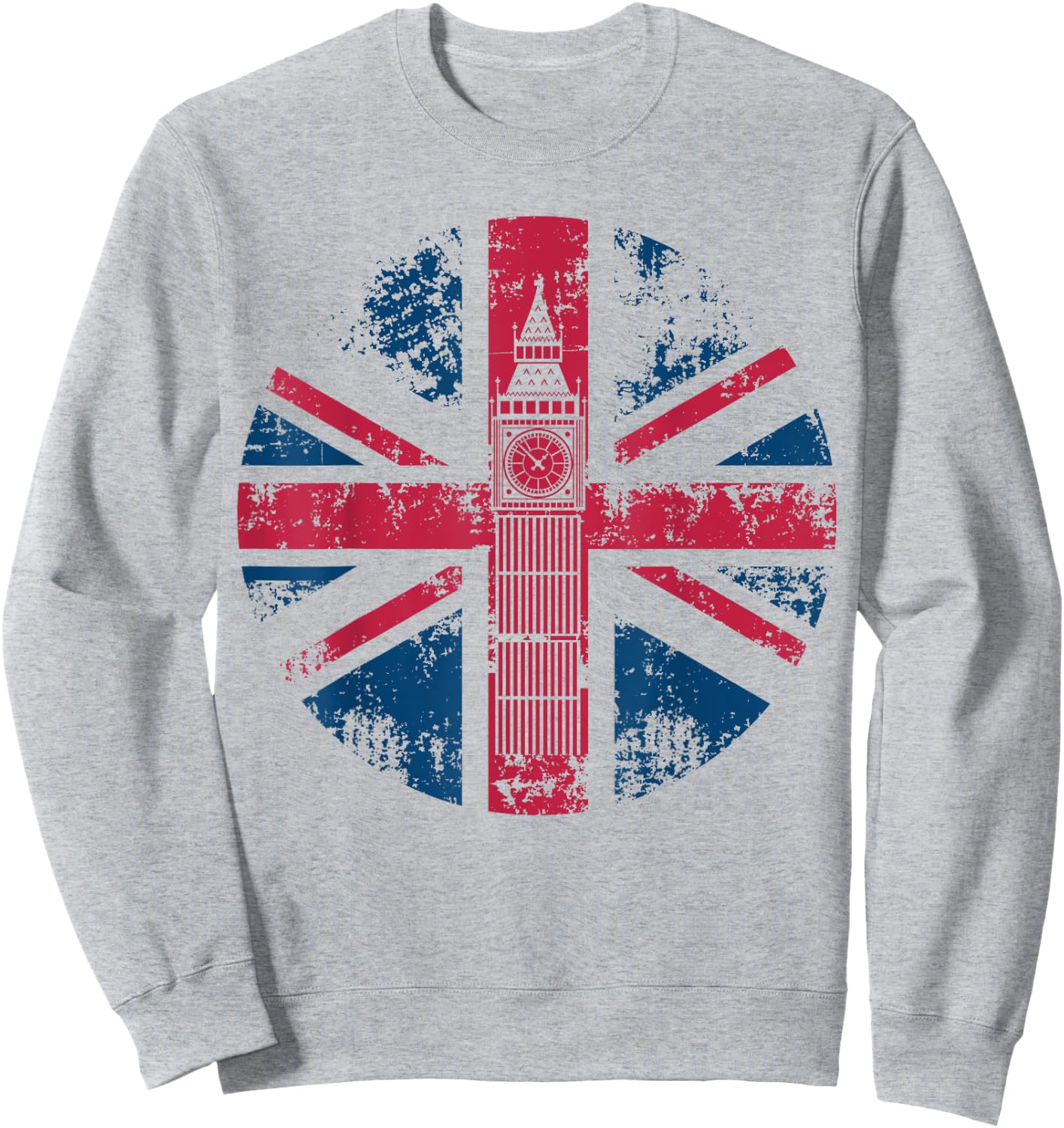 London Big Ben Union Jack Vintage UK Flag British Shirt Gift Sweatshirt - Sweatshirt | Ash