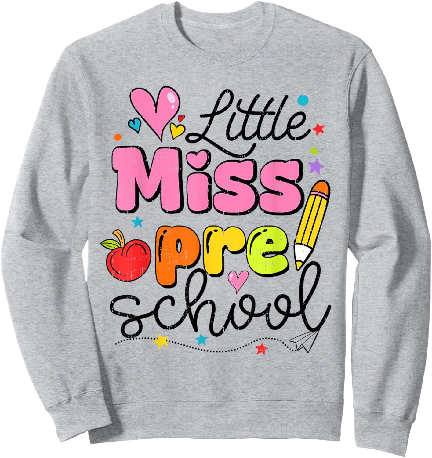Little Miss Preschool Back to School Cute Preschool Girls Sweatshirt - Sweatshirt | Ash