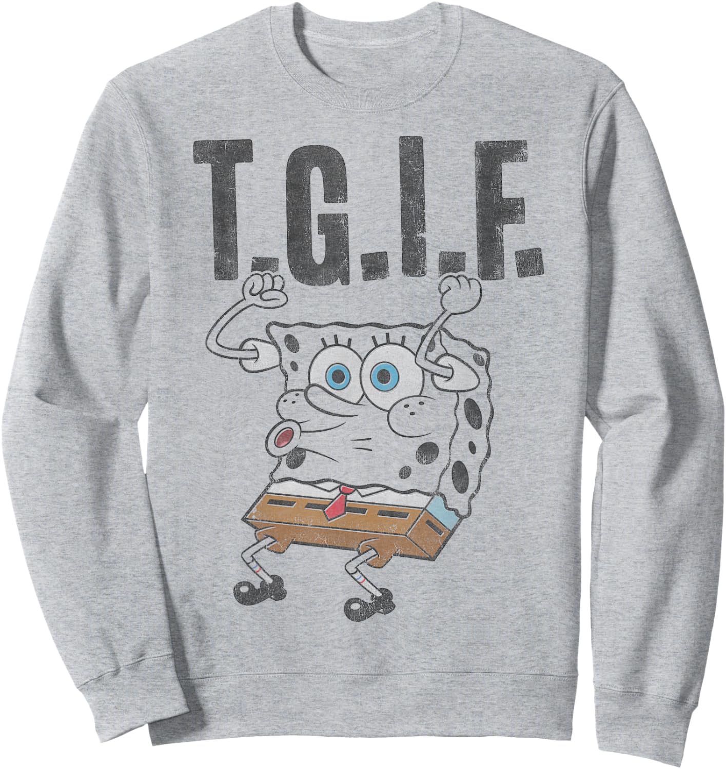 Spongebob SquarePants T.G.I.F. Humorous Sweatshirt - Sweatshirt | Ash