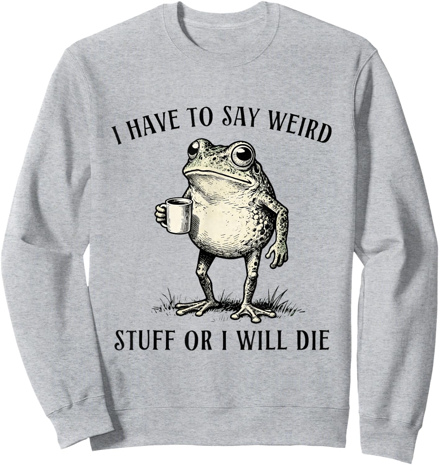 I Have to Say Weird Stuff Or I'll Die Funny Frog Meme Humor Sweatshirt - Sweatshirt | Ash