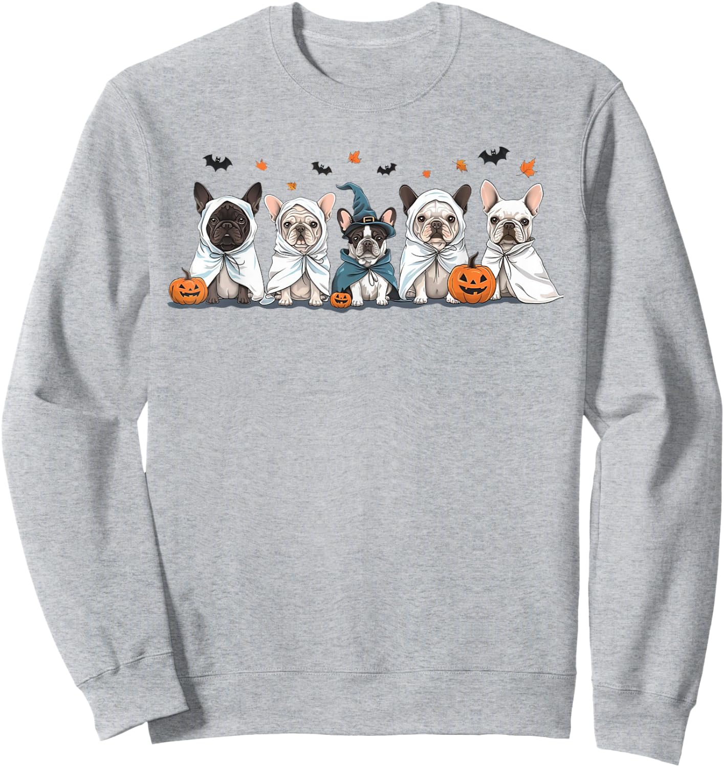 Funny Frenchie Halloween Costume Cute French Bulldog Ghost Sweatshirt - Sweatshirt | Ash