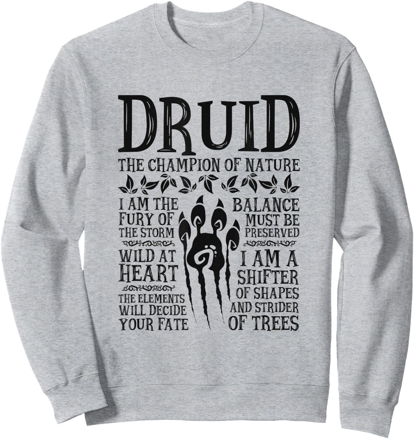 Druid, The Champion of Nature - RPG Class Sweatshirt - Sweatshirt | Ash
