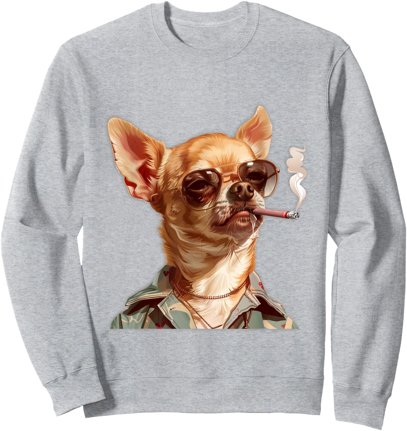 Chihuahua Smoking,Cute Chihuahua With An Adorable Expression Sweatshirt - Sweatshirt | Ash