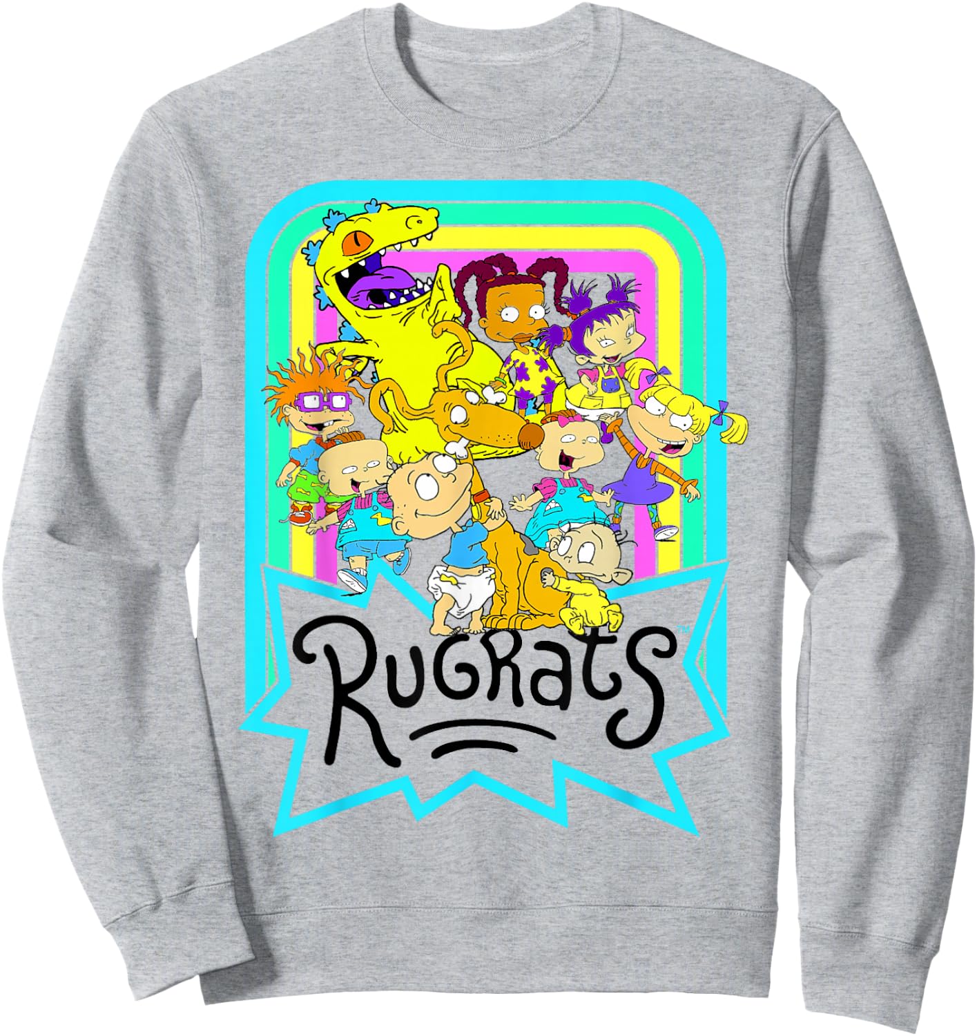 Nickelodeon Rugrats Neon Rainbow Reptar and Friends Small Sweatshirt - Sweatshirt | Ash