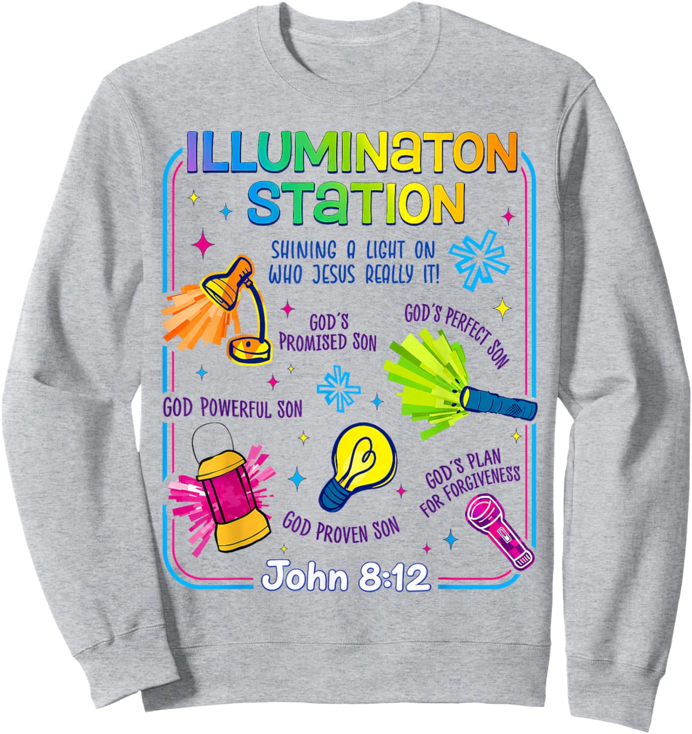 Illumination Station Vbs 2026 Jesus Light of The World Sweatshirt - Sweatshirt | Ash