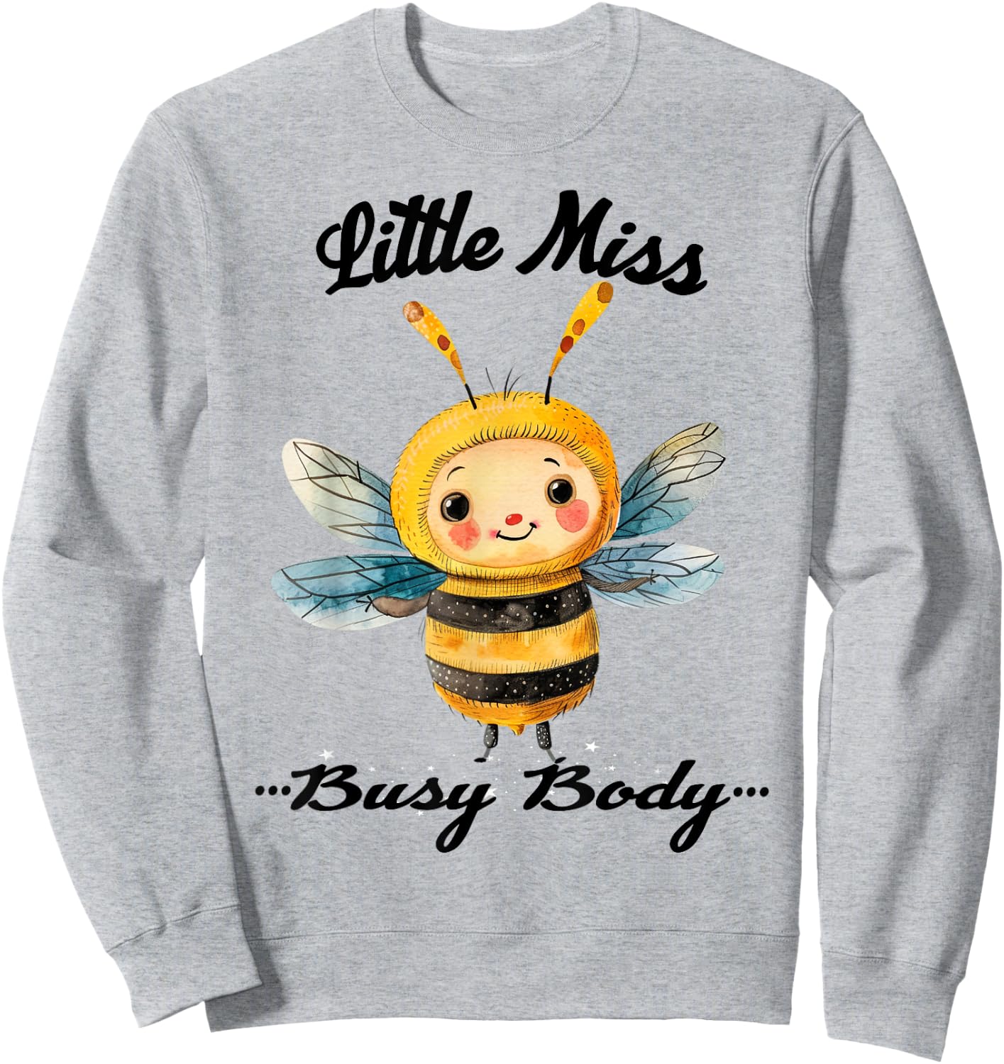 2024 Halloween Costume Cute Little Miss Busybody Bee Funny Sweatshirt - Sweatshirt | Ash