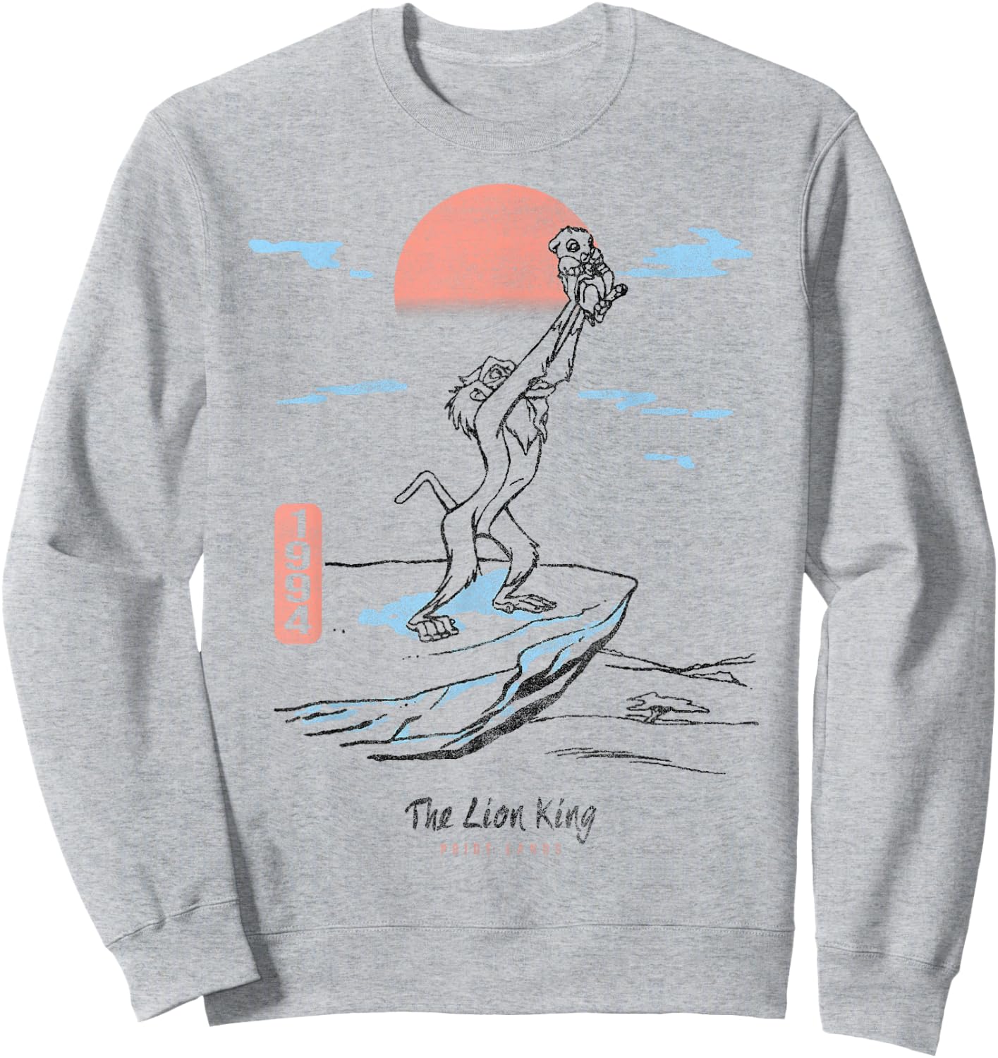 Disney The Lion King Rafiki And Simba Sunrise Outline Sweatshirt - Sweatshirt | Ash