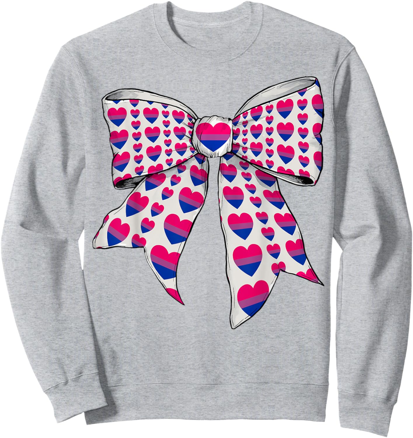 Bisexual Pride Bi Flag Heart LGBTQ Coquette Bow Sweatshirt - Sweatshirt | Ash