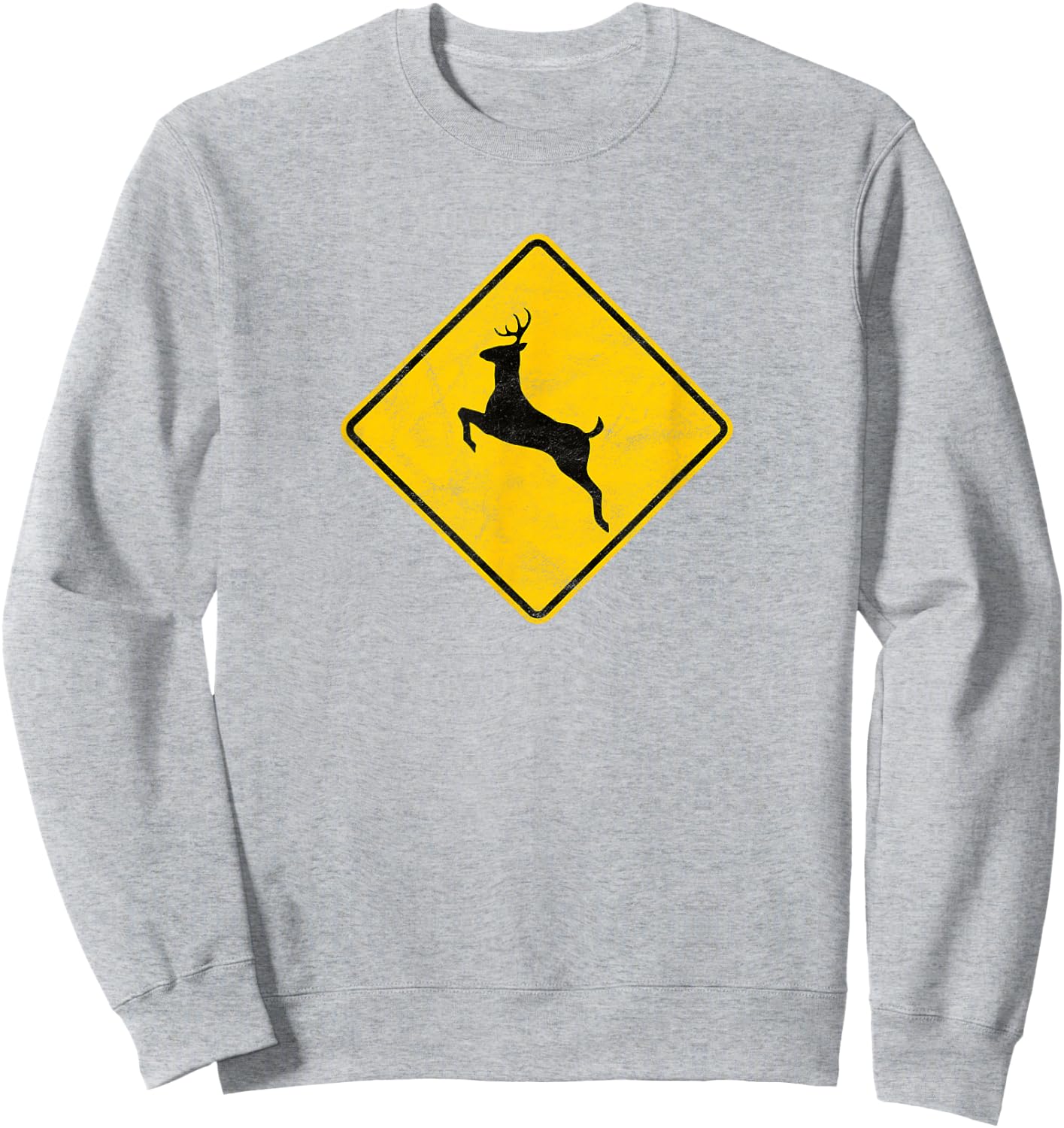 Retro Deer Crossing Vintage Hipster Sign Sweatshirt - Sweatshirt | Ash