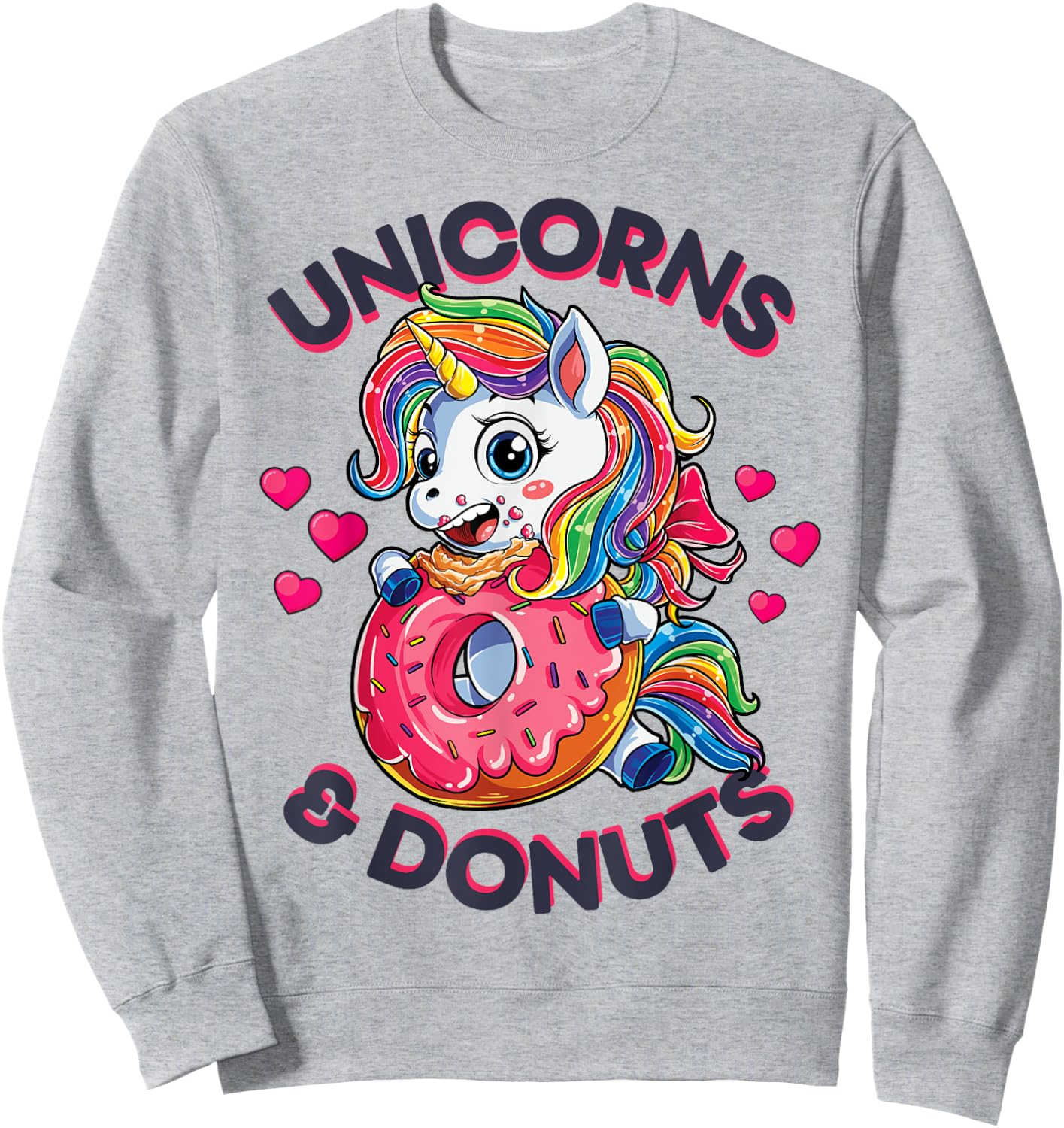 Unicorns & Donuts T shirt Girls Unicorn Squad Rainbow Gifts Sweatshirt - Sweatshirt | Ash