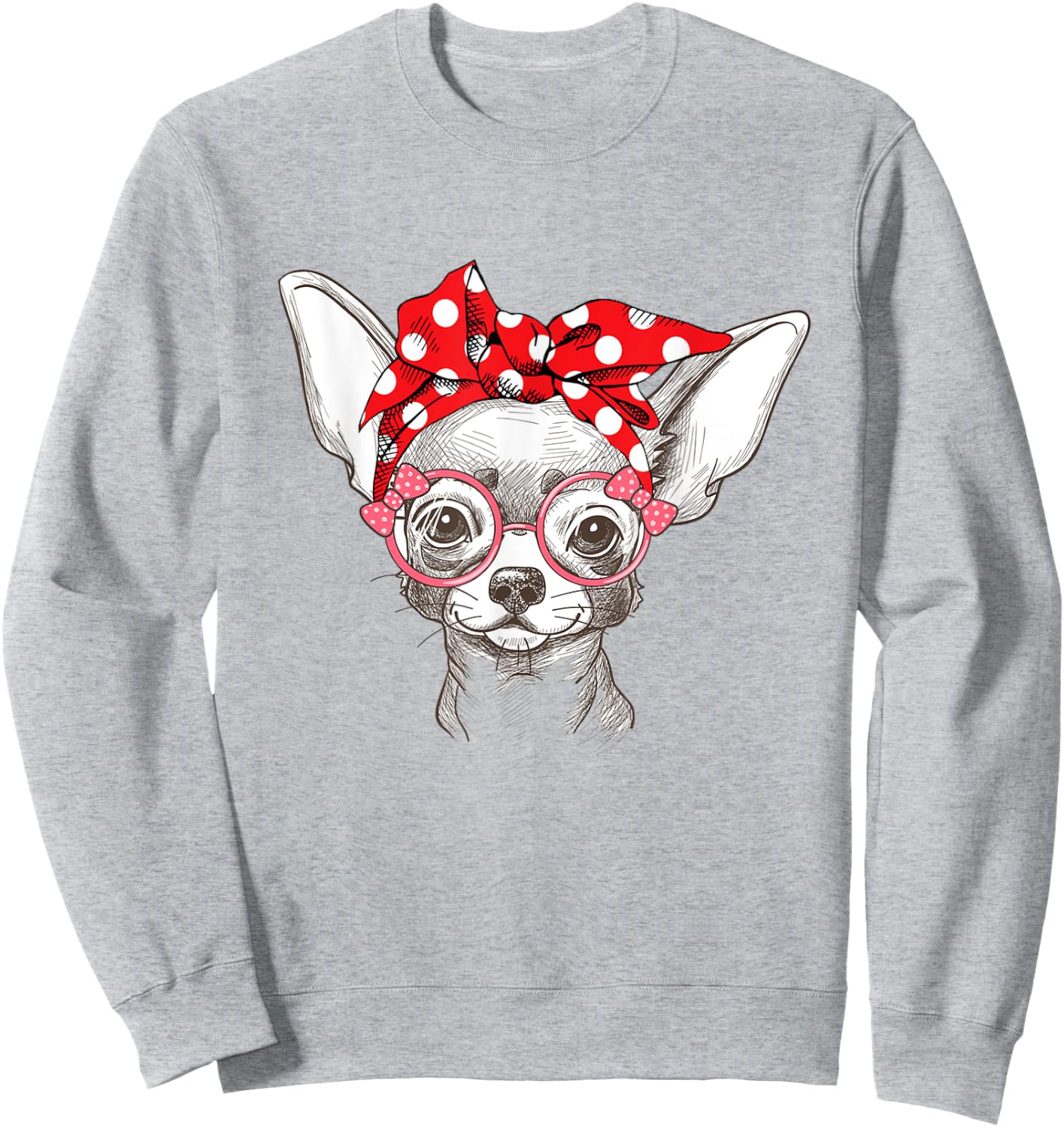 Funny Cute Chihuahua Mom Wears Bandana Sweatshirt - Sweatshirt | Ash