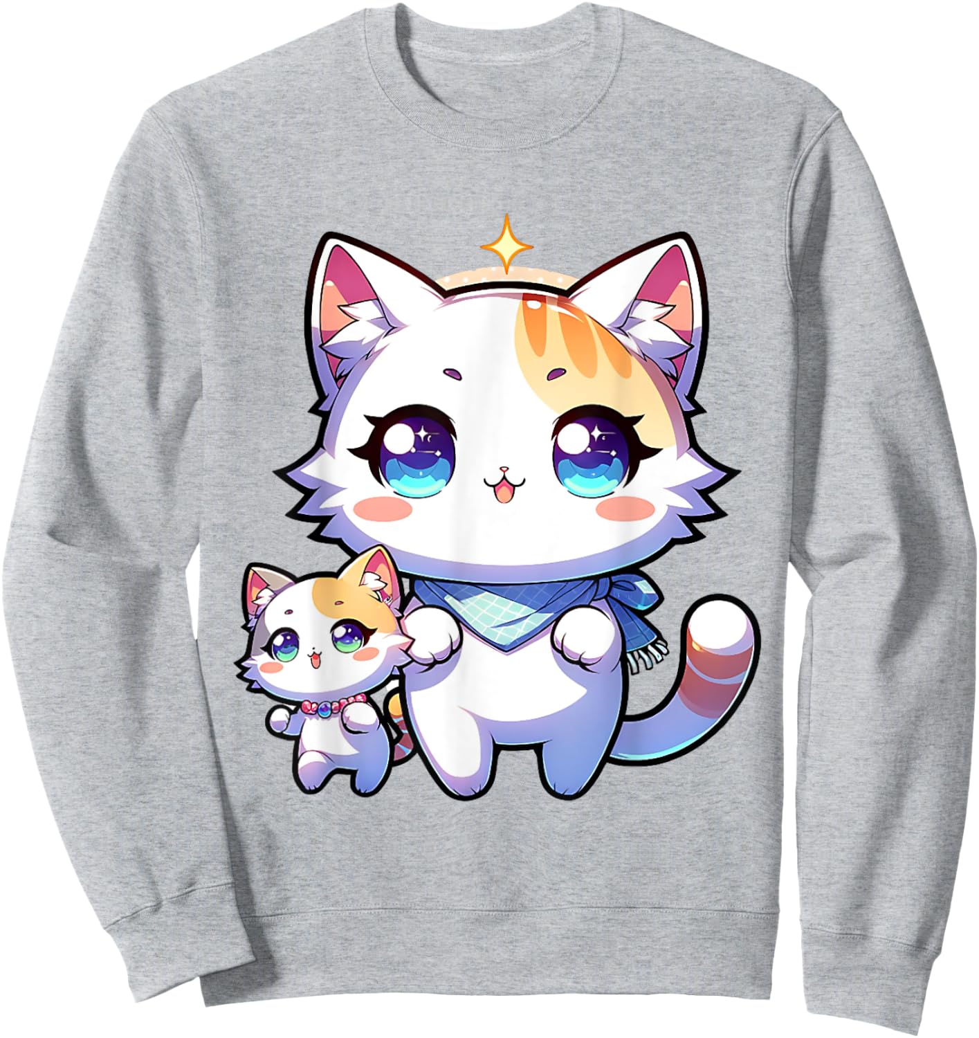 Kawaii Cat Mom Baby Anime Sweatshirt - Sweatshirt | Ash