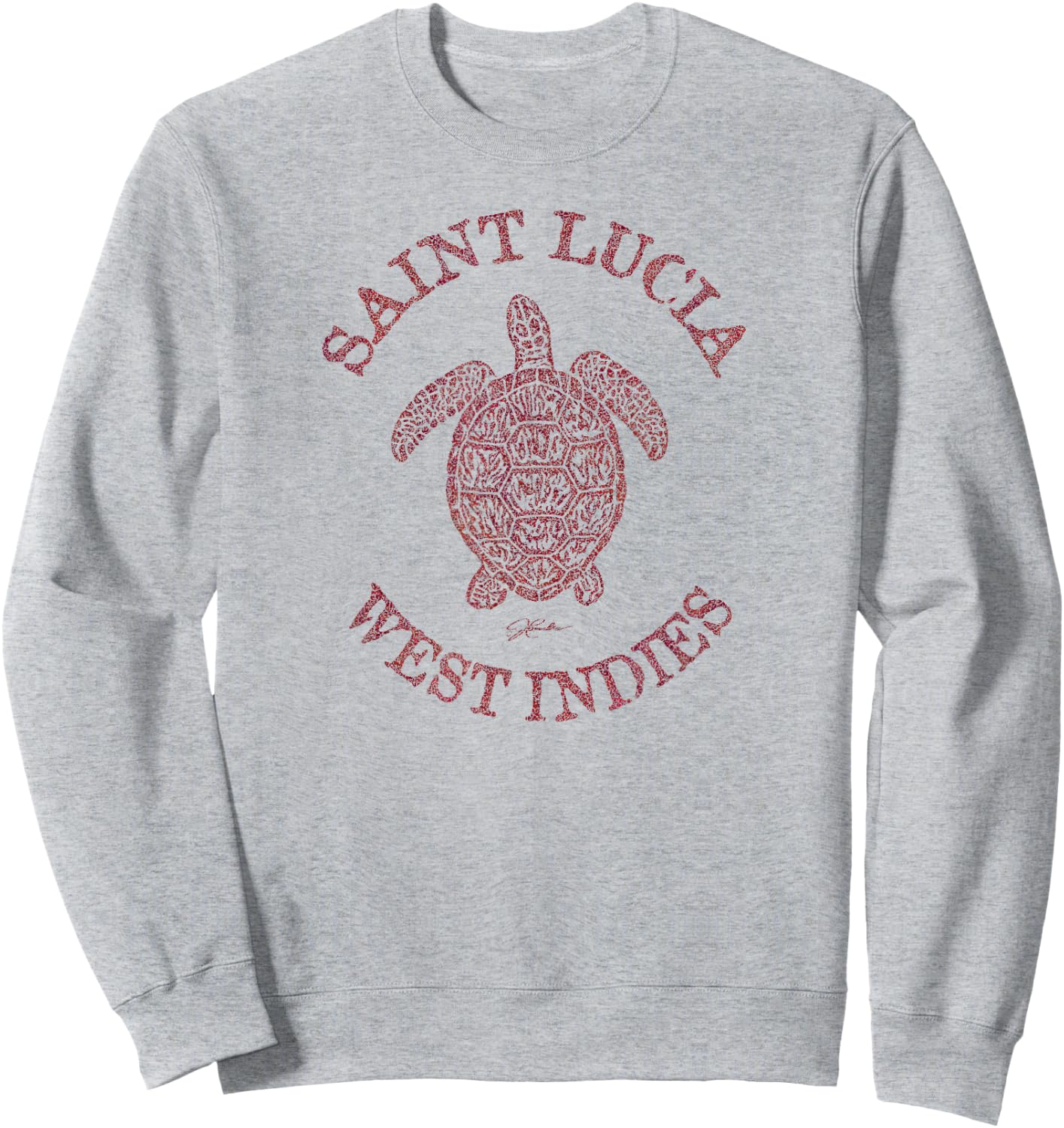 JCombs: Saint Lucia, West Indies Sea Turtle (Distressed) Sweatshirt - Sweatshirt | Ash