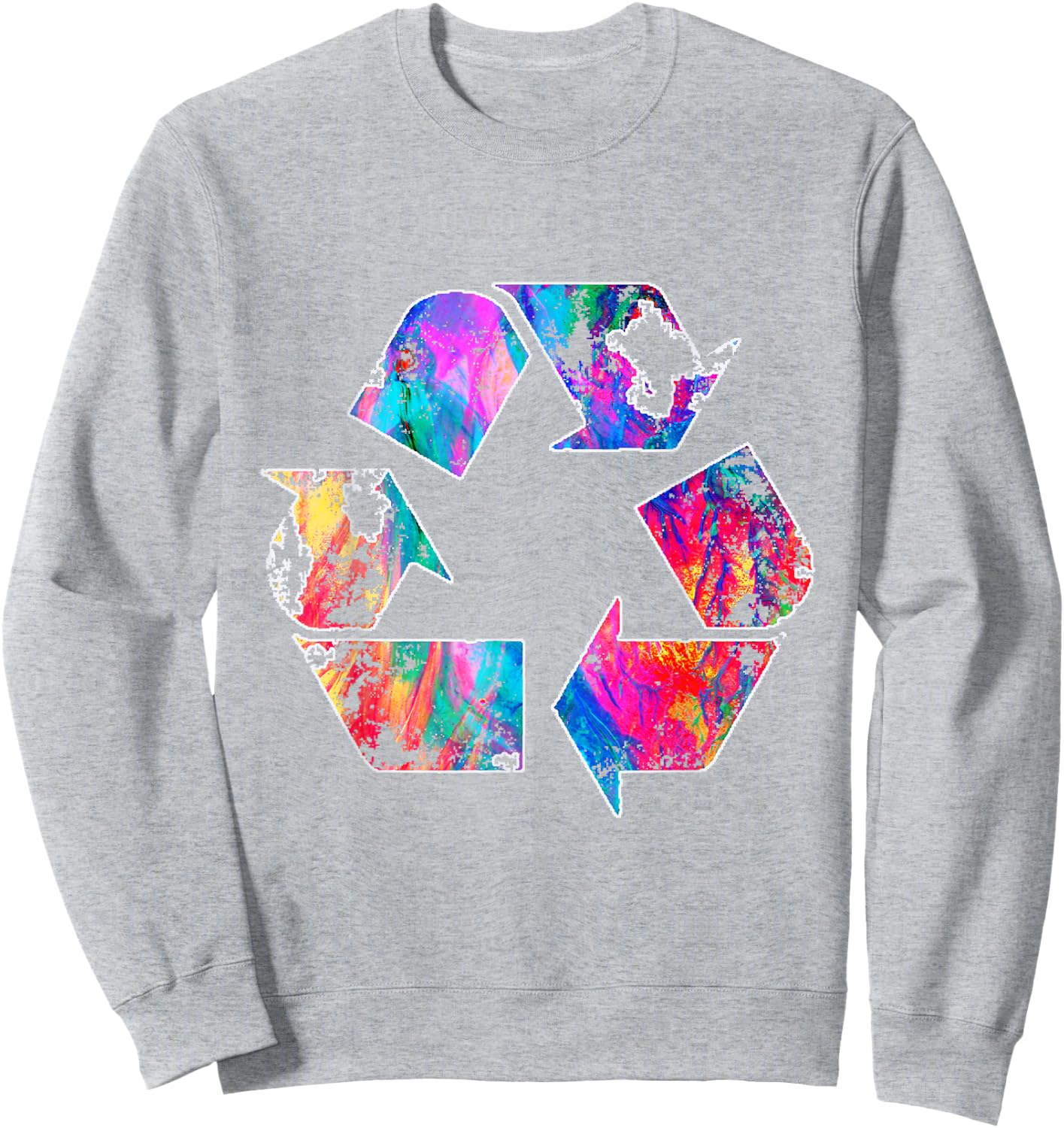 Earth Day Vintage Recycle Reduce Reuse Waste Logo Sweatshirt - Sweatshirt | Ash
