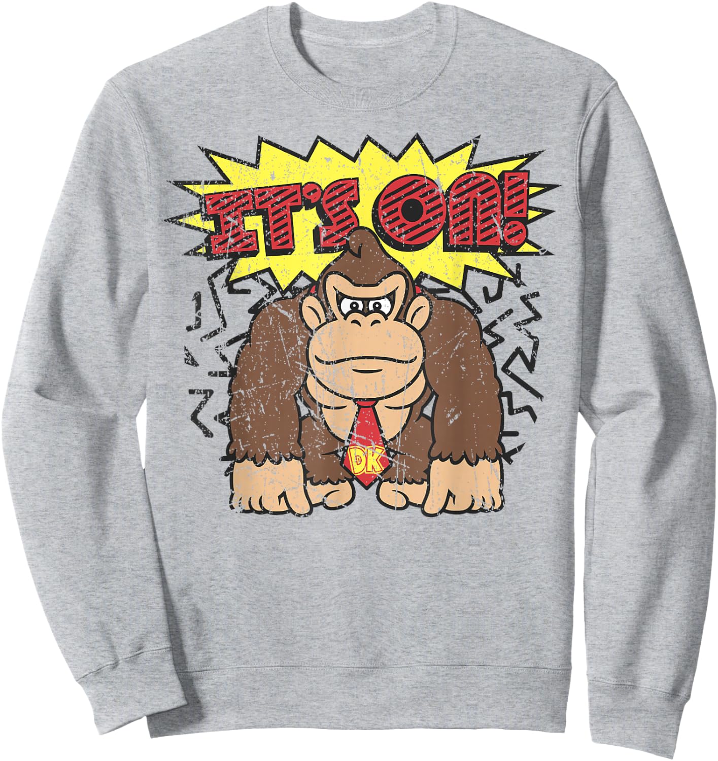 Donkey Kong It's On! Vintage Distressed Graphic Sweatshirt - Sweatshirt | Ash