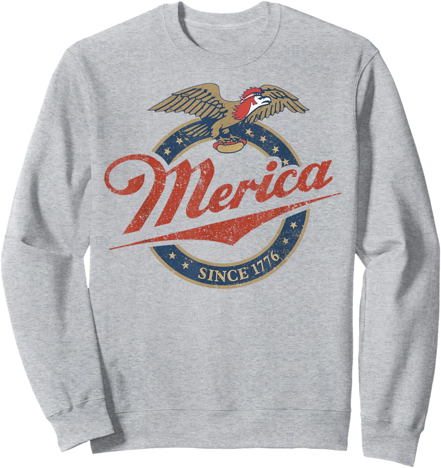 Merica Eagle Mullet Hot Dog Vintage Sweatshirt - Sweatshirt | Ash
