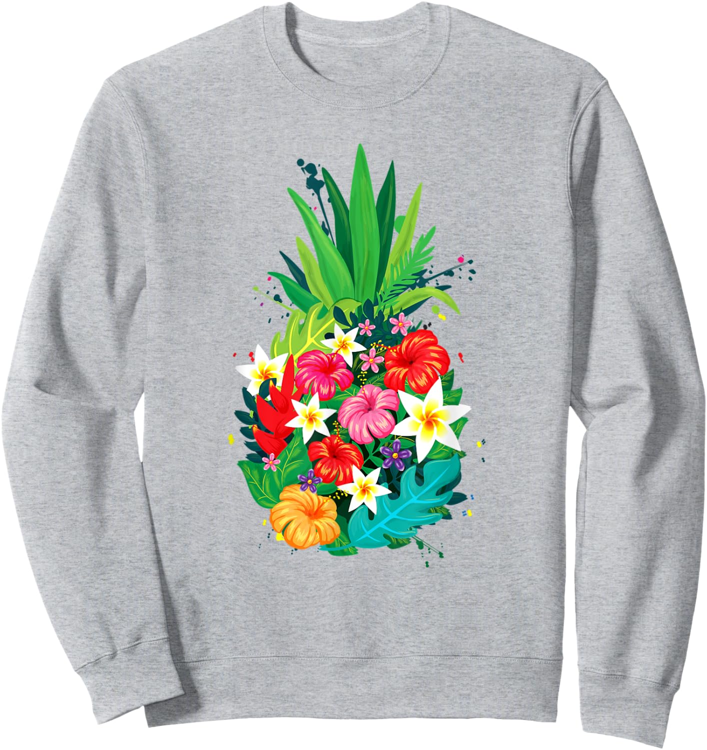 Tropical Flower Pineapple Summer Girl Hawaii Sweatshirt - Sweatshirt | Ash