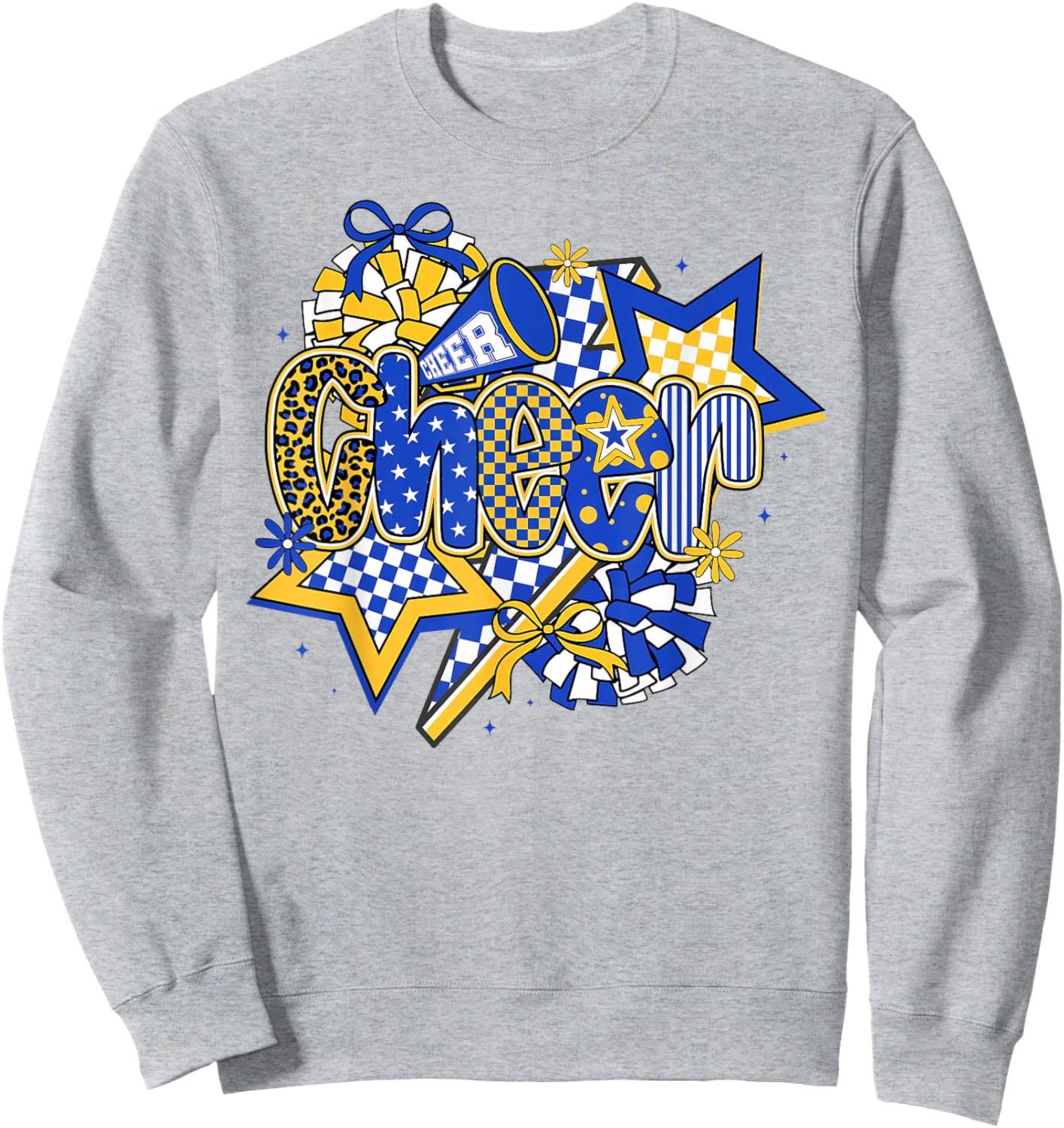 Coquette Cheer Bow Cheerleader Cheerleading Blue & Yellow Sweatshirt - Sweatshirt | Ash