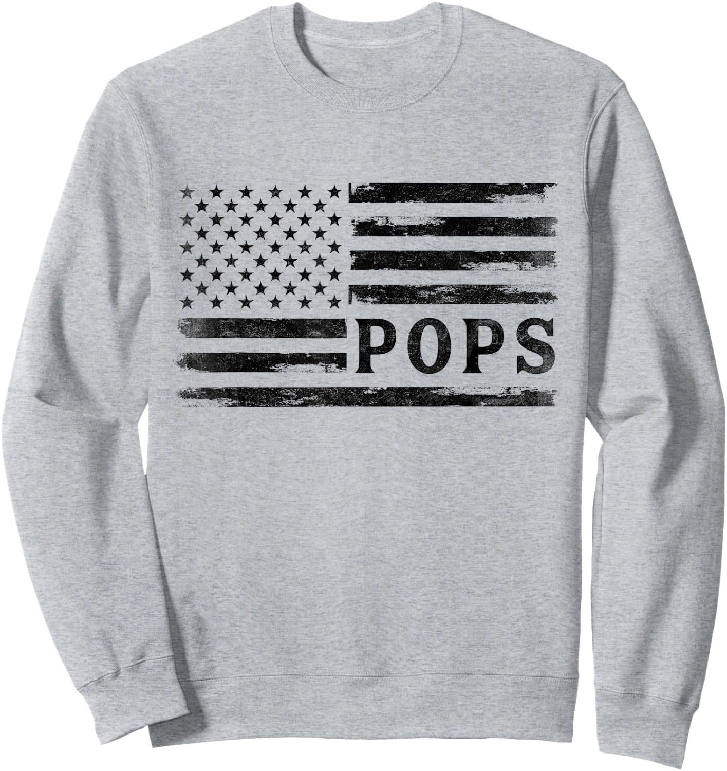 Pops Black Vintage USA Flag Father's Day Grandpa Sweatshirt - Sweatshirt | Ash