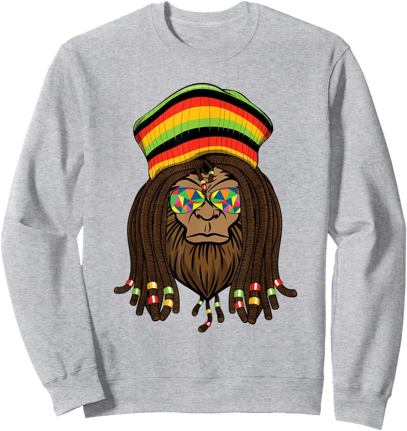 Sasquatch Reggae Dreads Bigfoot Dreadlocks Jamaica Rasta Sweatshirt - Sweatshirt | Ash
