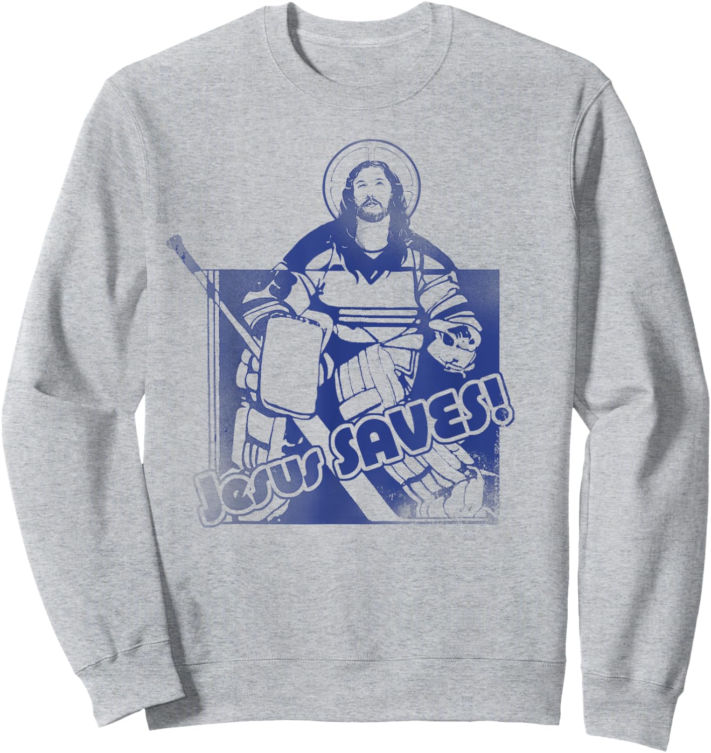 Jesus Saves Funny Hockey Adult T Shirt Sweatshirt - Sweatshirt | Ash