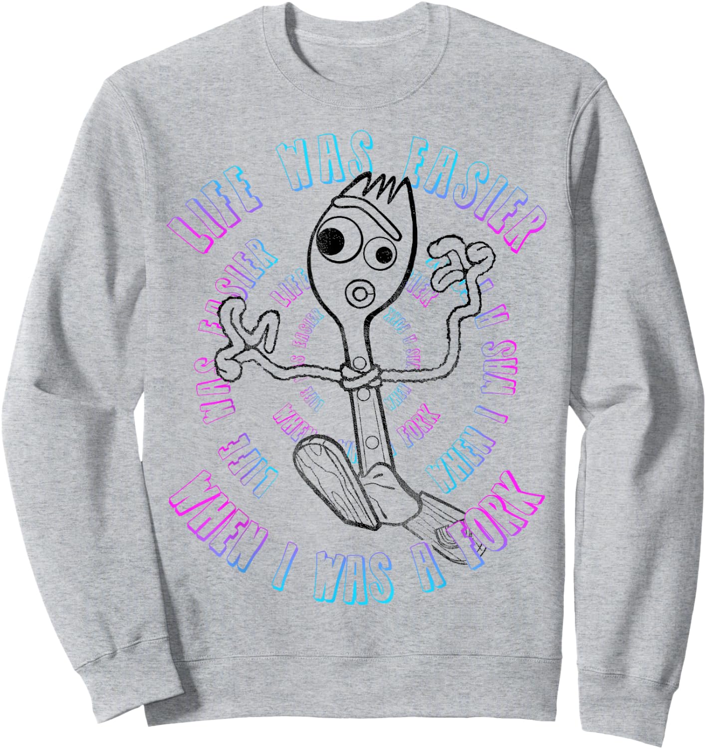 Disney Pixar Toy Story 4 Forky Life was Easier Poster Sweatshirt - Sweatshirt | Ash