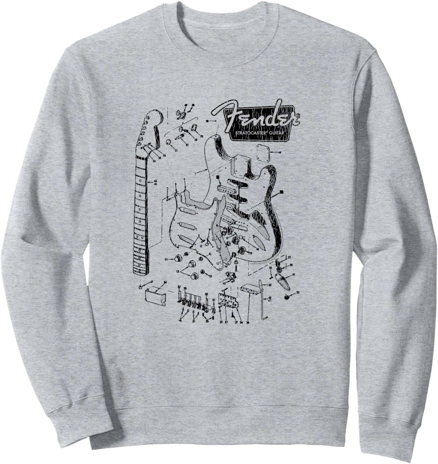 Fender Stratocaster Breakdown Schematics Sweatshirt - Sweatshirt | Ash